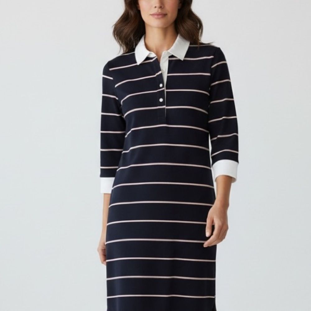 Brooks Brothers Elegant Black and White Striped Dress in Size Large